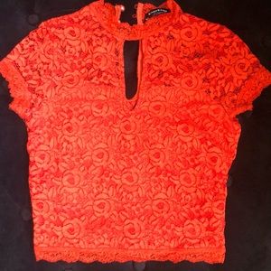 Bebe Orange Lace Top with a lining